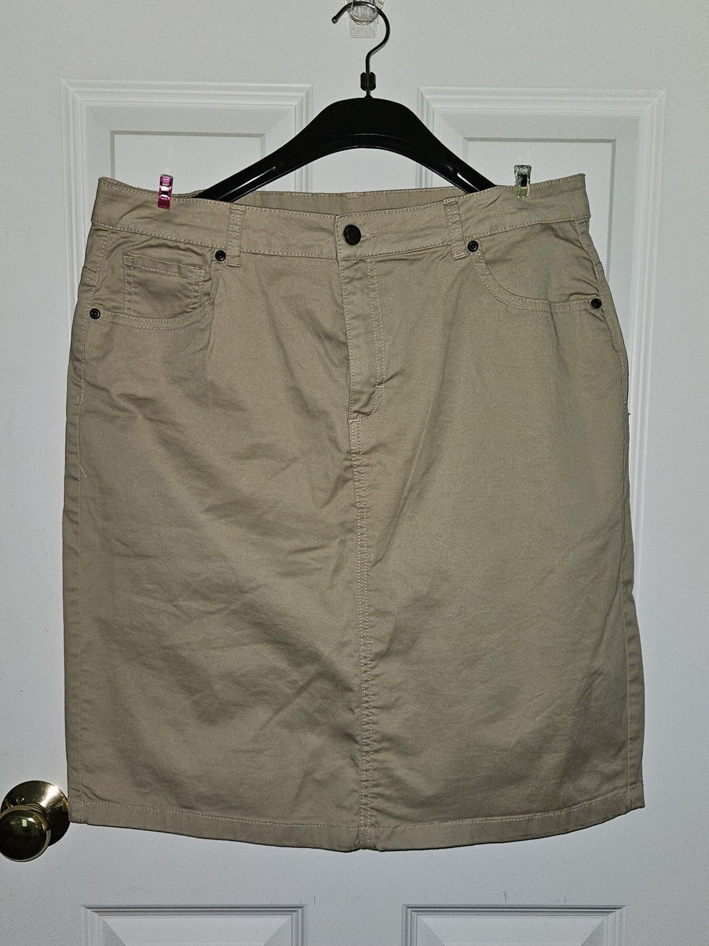 Laura Scott Khaki Midi Skirt - Straight Casual Style